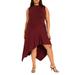 Plus Size Women's Asymmetrical Hem Jersey Dress by ELOQUII in Windsor Wine (Size 18)