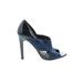 Cole Haan zerogrand Heels: Slip-on Stilleto Cocktail Party Blue Print Shoes - Women's Size 7 1/2 - Peep Toe