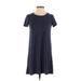 Madewell Casual Dress - A-Line Crew Neck Short sleeves: Blue Print Dresses - Women's Size 2X-Small