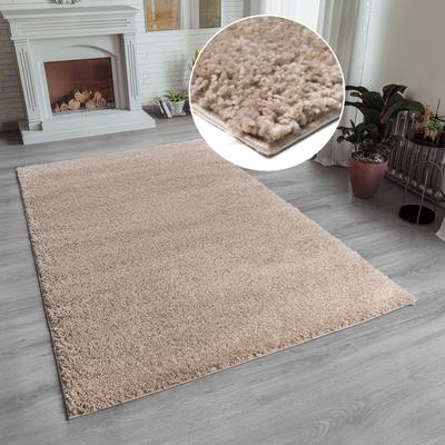 Hochflor-Teppich MY HOME "Shaggy 30" Gr. 8, beige, B:280cm H:30mm L:390cm, Kunstfaser, Teppiche, Teppich, Uni Farben, besonders weich und kuschelig, Kundenliebling Image