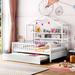 Harper Orchard Wooden Full Size House Bed w/ Twin Size Trundle, Kids Bed w/ Shelf, White Wood in Brown | 71 H x 58 W x 78 D in | Wayfair