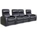 Orren Ellis Berwyck 122" Wide Heated Massage Home Theater Seating w/ Cup Holder Leather Match in Black | 43.75 H x 122 W x 37.25 D in | Wayfair