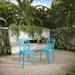 Ebern Designs Melean Outdoor Stackable Dining Armchair Plastic/Resin in Blue | 34 H x 17 W x 21 D in | Wayfair 017845B4AD1644C0A8F3A6C02DC40FB6