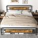 Williston Forge Jabali Metal Bed Frame w/ Wood Headboard, Industrial Platform Bed, Sturdy & Solid Metal in Black | Wayfair