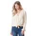 Jessica Simpson Women's Cecily Bell Sleeve Top (Size S) Parchment, Rayon