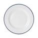 Mikasa Hospitality 5256481 7" Round Bistro Plate - Porcelain, Blue Pinstripe, Blue Band, White