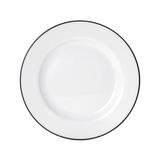 Mikasa Hospitality 5260366 7" Round Bistro Plate - Porcelain, Black Pinstripe, Black Band, White