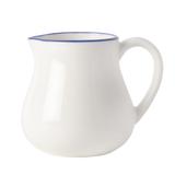 Mikasa Hospitality 5301242 9 1/2 oz Bistro Creamer - Porcelain, Blue Pinstripe, Vitrified Porcelain, White