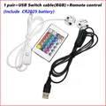 Carte lumineuse LED RVB dégradée colorée câble de commutation USB noir ou blanc télécommande