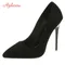 Aphixta 12cm Super High Stiletto Heels Pumps Women Office Flock Pointed Toe Thin Heel Party Shoes