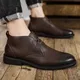 mens casual business office formal dress chelsea boots shoes genuine leather boot black ankle botas