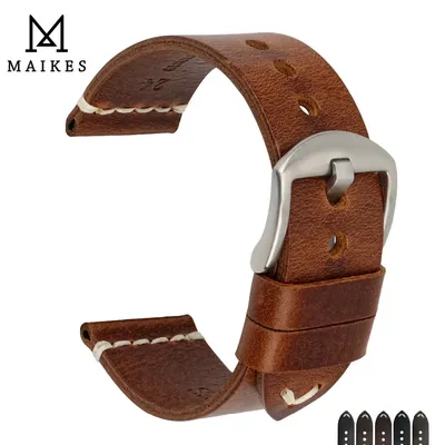 MAIKES Uhr Zubehör Kuh Lederband Uhr Armband Braun Vintage Uhr Band 20mm 22mm 24mm Armband Für