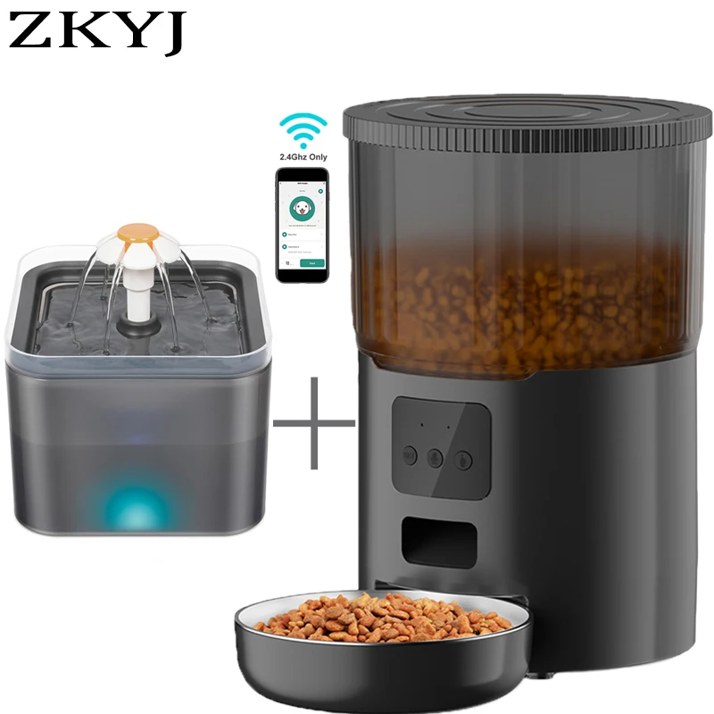4l Haustier Feeder Tuya Wifi automatische Hundefutter Spender Smart Cat Feeder 2l Katze automatische Trinkbrunnen Hund Wasser Feeder Image