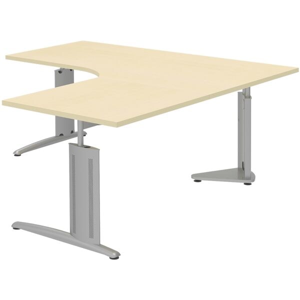 röhr Winkelschreibtisch höhenverstellbar (manuell) »Techno« 90°-Winkel rechts braun, 180x82x80 cm