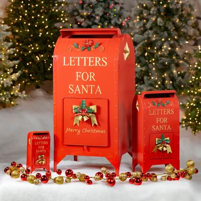 Glossy Red Mailboxes with Gold Details