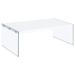 Coaster Furniture Opal Rectangular Coffee Table With Clear Glass Legs White High Gloss