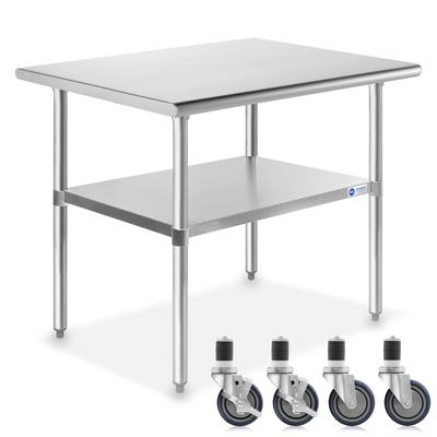 36 x 24in NSF Stainless Steel Prep Table with Casters