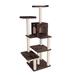 GleePet 66-Inch Real Wood Cat Tree In Coffee Brown With Four Levels, Two Perches, Condo