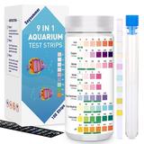 9 in 1 Aquarium Test Strips 100 Strips Aquarium Test Kits for Freshwater Saltwater Aquarium Water Test Kit Pond Fish Tank Test Strips Testing Iron Copper Nitrite Nitrate pH Carbonate and More