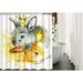 JOOCAR Rabbit Fabric Shower Curtain with Hooks Crown Bunny Furry Cute Pets Splash Animal Watercolor Portrait Sketch Bath Shower Curtain Polyester 72x72 Inch for Bathrooms Bathtubs Camping