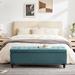 HUIMO Button-Tufted Storage Bench Ottoman with Solid Wood Legs for Bedroom-Blue/ Beige/ Dark Teal/ Grey 51"W x 18"D x 19"H