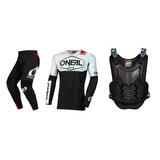 Oneal 2023 Mayhem Hexx Offroad Jersey Pant Chest Protector Combo Black/White (Large / 34)