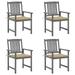 Dcenta 4 Piece Garden Chairs with Beige Cushion Acacia Wood Outdoor Dining Chair Gray for Patio Balcony Backyard Outdoor Furniture 24 x 22.4 x 36.2 Inches (W x D x H)