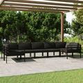 Dcenta 7 Piece Patio Lounge Set with Cushions Aluminum Anthracite 4 Corner and 3 Middle Sofas Conversation Set for Garden Lawn Terrace Outdoor Backyard