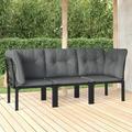 Dcenta 3 Piece Outdoor Patio Furniture Set Single Chair and 2 Corner Chairs with Seat Cushions Sectional Sofa Set Black Poly Rattan Conversation Set for Garden Deck Poolside Backyard