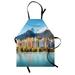 Landscape Apron Panorama of Historic City Centre of Innsbruck Houses Along Inn River Austrian Unisex Kitchen Bib with Adjustable Neck for Cooking Gardening Adult Size Multicolor by Ambesonne