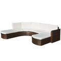 Anself 4 Piece Outdoor Conversation Set Cushioned 2 Corner Sofa with 2 Ottoman Sectional Brown Poly Rattan Garden Lounge Set for Patio Backyard Balcony Terrace Furniture