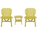 Outdoor Coffee Table Set of 3 Hollow Design Patio Side Table with 2 Chairs for Balcony Garden Yard Yellow