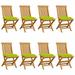 Anself Patio Chairs with Bright Green Cushions 8 pcs Solid Teak Wood