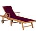 Htovila Sun Lounger with Wine Red Cushion Solid Teak Wood