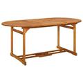 Anself Garden Table Acacia Wood Tabletop with Umbrella Hole Oval Outdoor Dining Table for Patio Deck Terrace Outdoor Furniture 70.9 x 35.4 x 29.5 Inches (L x W x H)