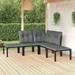 Anself 5 Piece Outdoor Patio Furniture Set Sectional Sofa Set with Dark Gray Seat and Back Cushions Black Poly Rattan Conversation Set for Garden Deck Poolside Backyard