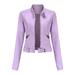 Tops For Women Women S Slim Leather Stand Collar Zip Motorcycle Suit Belt Coat Jacket Tops Pink S