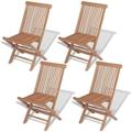 Anself 4 Piece Folding Dining Chairs Teak Wood Garden Side Chair Patio Backyard Poolside Home Cafe Outdoor Indoor Furniture 18.5 x 23.6 x 35 Inches (W x D x H)