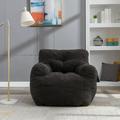 HQIT Sofa Chair Bean Bag Chair Soft Tufted Foam Recliner Soft Teddy Fabric Material Small Piece Filled Memory Foam Suitable for Living Room Bedroom Office - Dark Gray