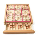Tomfoto Wooden Sudoku Puzzle Board Wood Sudoku Game Set with Drawer Math Brain Teaser Desktop Toys