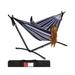 Double Hammock 2-Person Hanging Bed with Carrying Bag Steel Stand Functional Camping Hammock for Sleep Relaxation Picnics