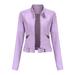 Tops For Women Women S Slim Leather Stand Collar Zip Motorcycle Suit Belt Coat Jacket Tops Pink Xxxl