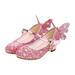Gyratedream Girl s Crystal Bling Princess Shoes Fashion Bow-Knot Perform Dance Shoes Low Heel Mary Jane Shoes