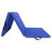 Three Fold Folding Exercise Mat Foldable Yoga Mat for Training Fitness Workout Deep Blue PU Leather