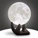 BRIGHTWORLD Moon Lamp 3.5 inch 3D Printing Lunar Lamp Night Light with Black Hand Stand as Kids Wom