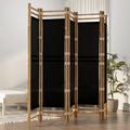 Anself Folding 5-Panel Room Divider 78.7 Bamboo and Canvas