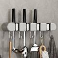 Hariumiu Mop Hook Wall Mount 1 Set Mop Hook Sturdy Space-saving Mop Holder with 5 Hook Durable Wall Mount Broom Storage Rack for Home Bathroom Broom Stand