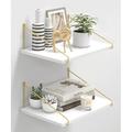 Afuly 12 Inch Deep Floating Shelves Rustic Wall Shelves Metal Gold White Wall Mounted Shelves Wall