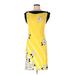 Eva Franco Casual Dress - Shift Crew Neck Sleeveless: Yellow Floral Dresses - Women's Size 6