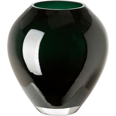 Tischvase FINK "LIVIA", grün (dunkelgrün), H:18cm Ø:16cm, Glas, Vasen, aus durchgefärbt Glas, mundgeblasen, Höhe ca. 18 cm
